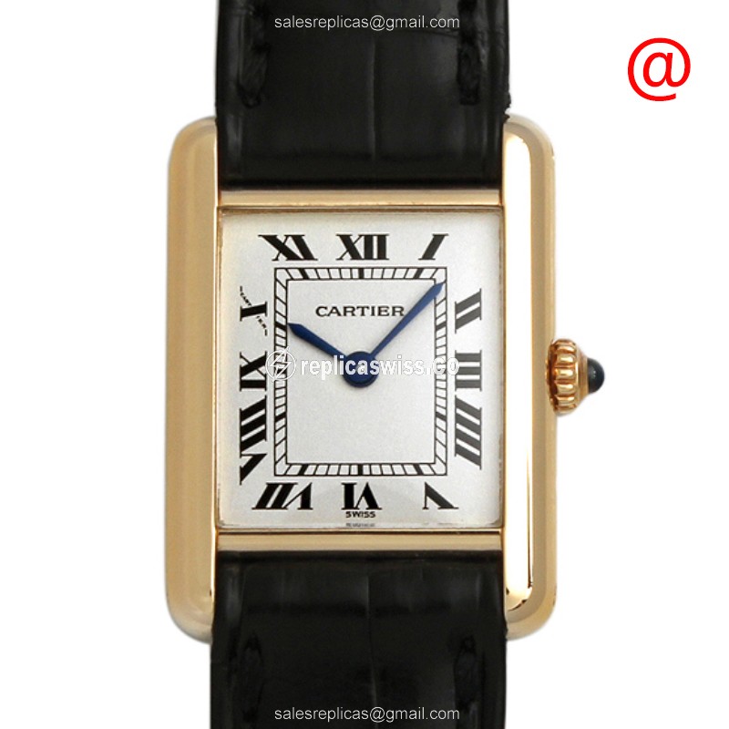 Elegant Cartier Santos W1512756 Replica in 18kt Gold, White Dial & Leather Strap Watch