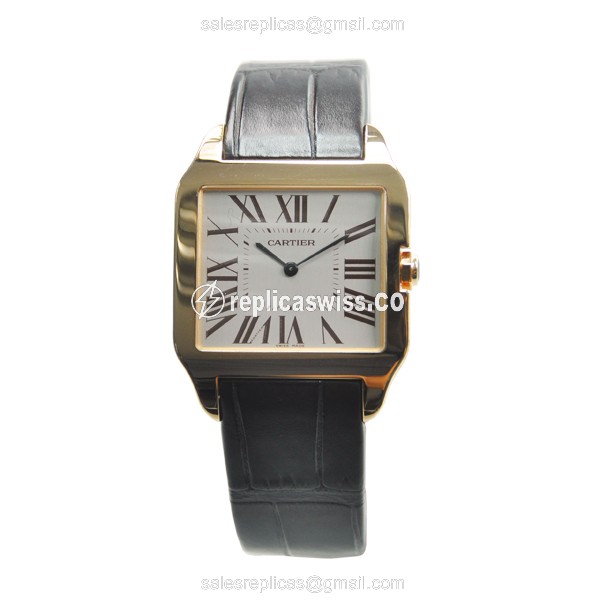Elegant Cartier Santos W2006951 Replica, Manual Wind, 18kt Rose Gold Case & White Dial Watch