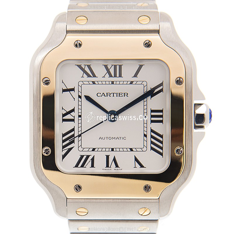 Elegant Cartier Santos W2SA0007 Replica with Automatic Movement 18kt Gold-Steel Case Watch