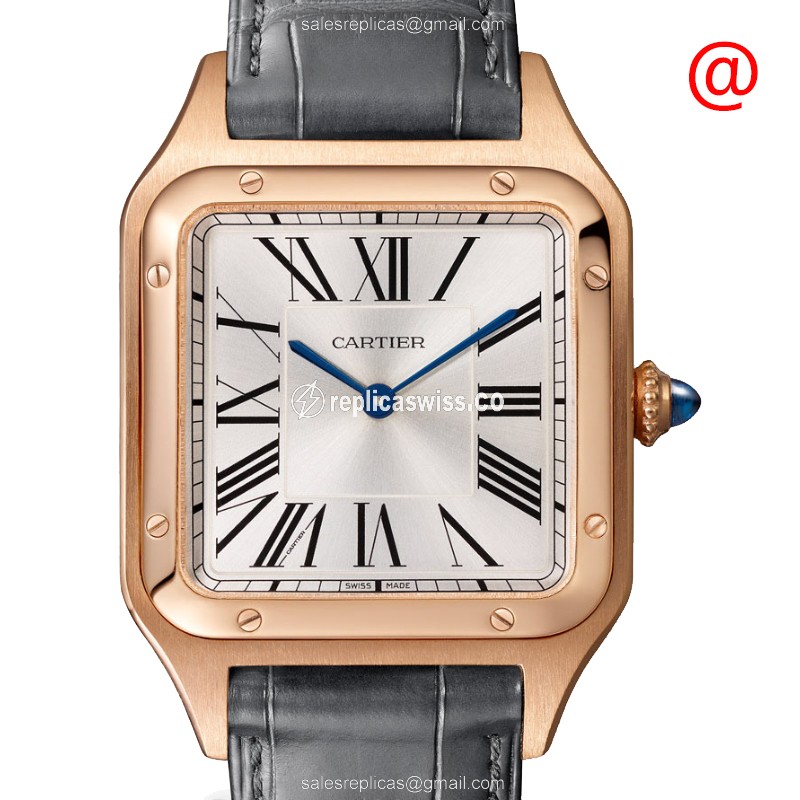 Elegant Cartier Santos WGSA0021 Replica with Silver Dial & 18kt Rose Gold Case Watch