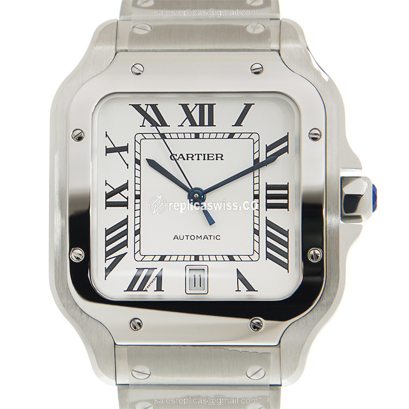 Elegant Cartier Santos WSSA0018 Replica in White Dial & Stainless Steel Case Watch