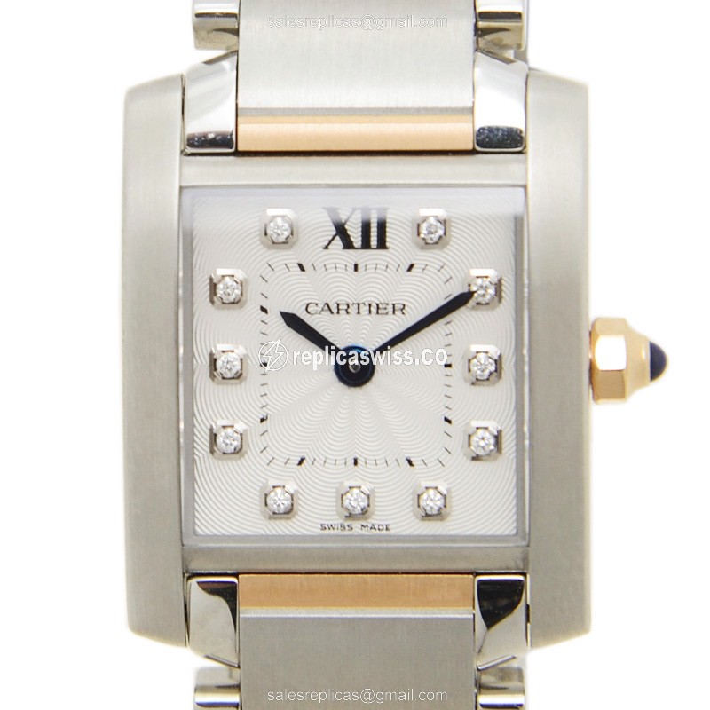 Elegant Cartier TANK Replica in Stainless Steel with White Dial Silver Clasp Watch