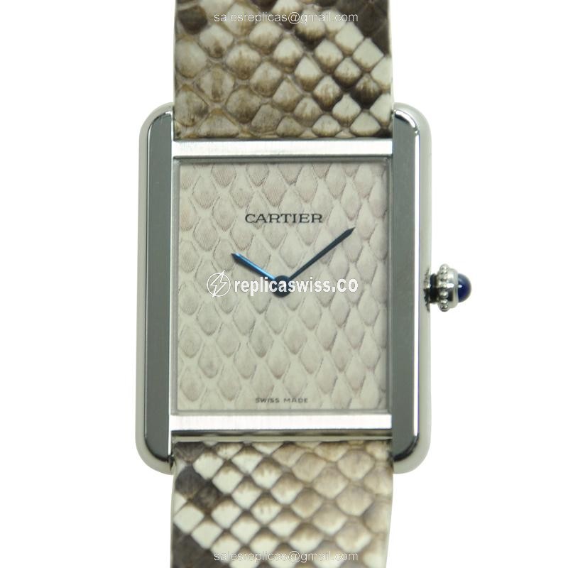 Elegant Cartier TANK Replica with Gray Dial & Stainless Steel Case, Quartz Movement Watch