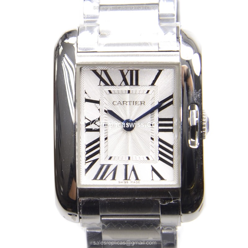 Elegant Cartier Tank W5310022 Replica with White Dial Stainless Steel Case Watch