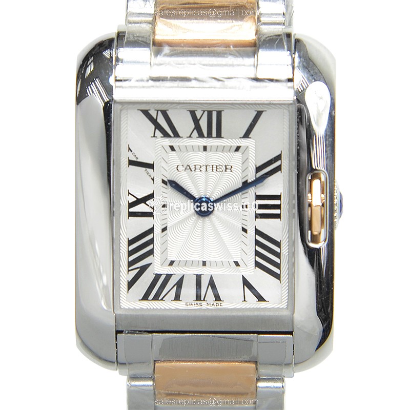 Elegant Cartier Tank W5310036 Replica in 18kt Steel White Dial, Automatic Movement Watch