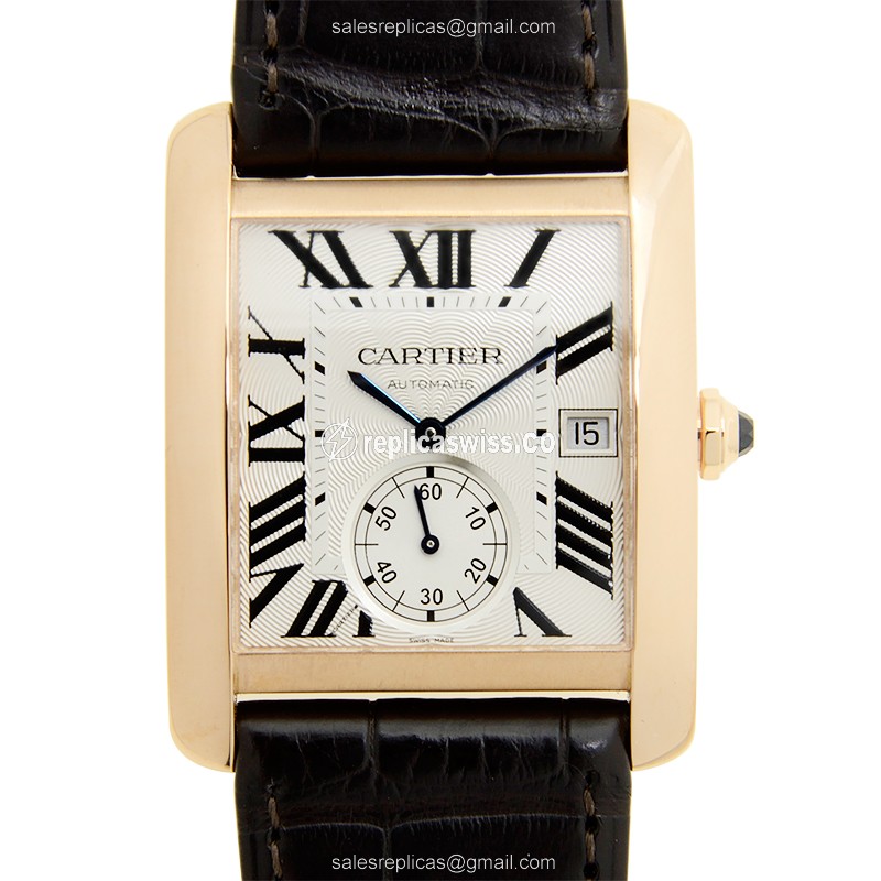 Elegant Cartier TANK W5330001 Replica in 18kt Rose Gold, Automatic Movement & White Dial Watch