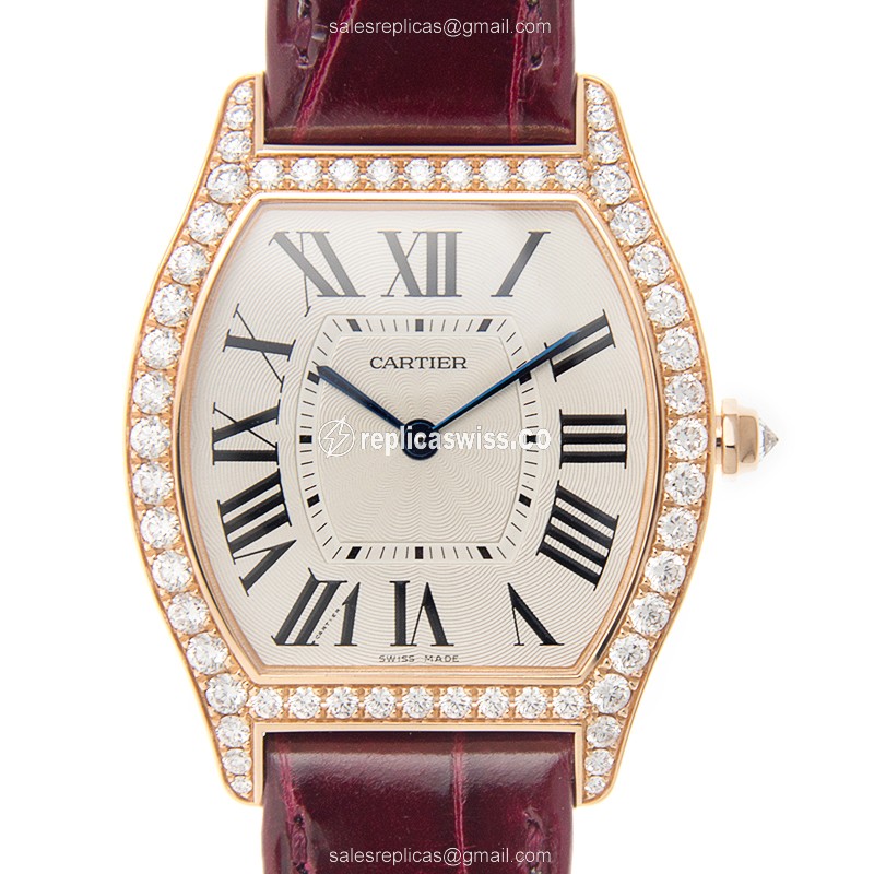 Elegant Cartier Tortue WA501008 Replica in 18kt Rose Gold & Diamond Accents, Manual Wind Movement
