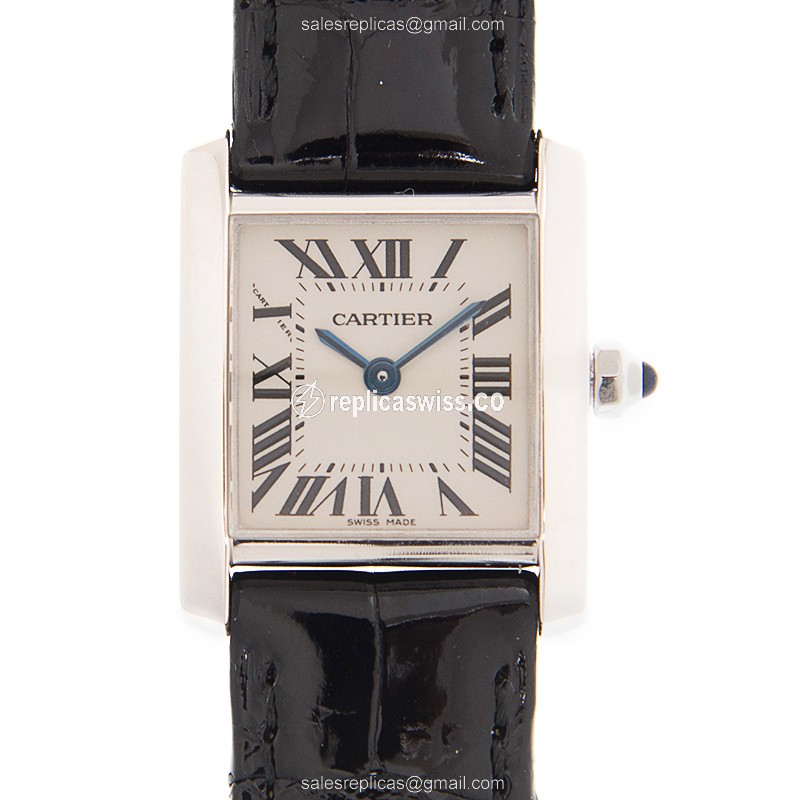 Elegant Cartier W5001256 Tank Quartz Replica | Silver Dial, 18kt Gold Case Watch