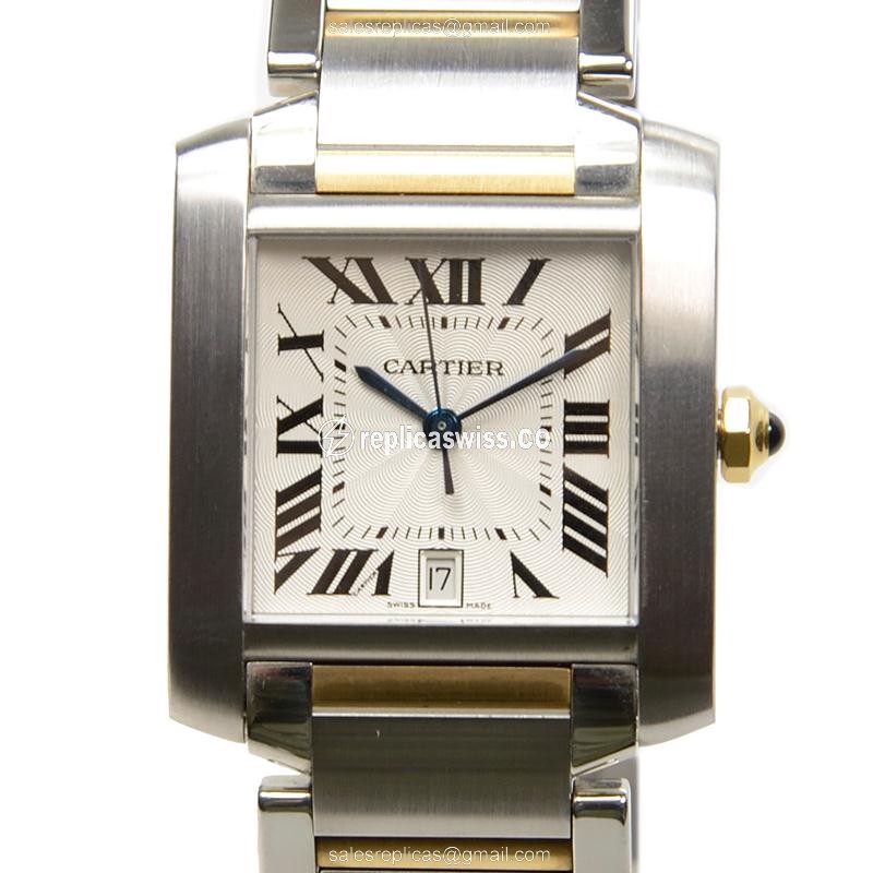 Elegant Cartier W51005Q4 Tank Replica Watch | Automatic Movement, White Dial & Silver 18kt Steel