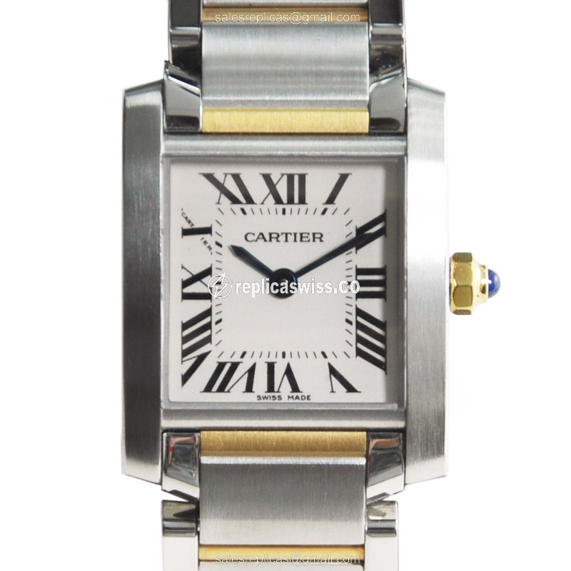 Elegant Cartier W51007Q4 Tank Watch Replica | White Dial, Stainless Steel Case & 18kt Silver Strap