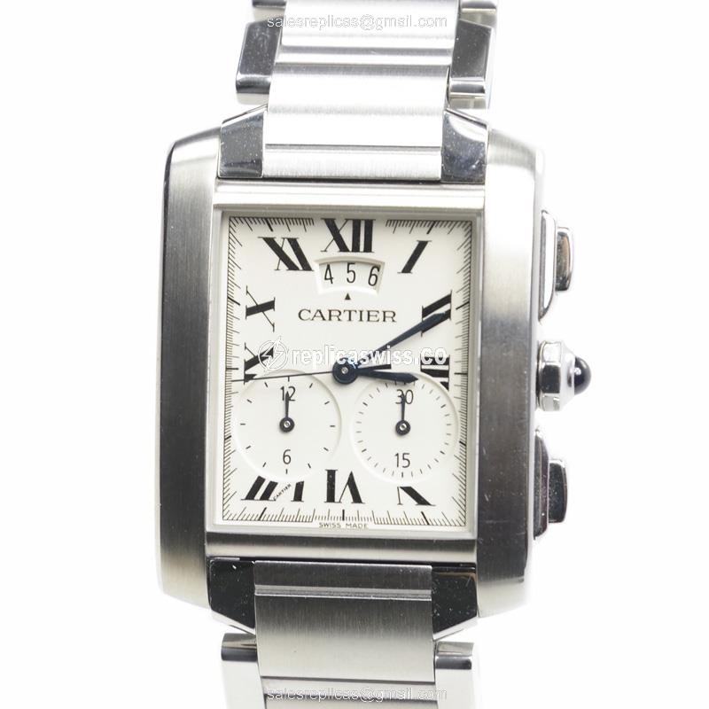 Elegant Cartier W51024Q3 Tank Replica Watch | White Dial, Stainless Steel Case