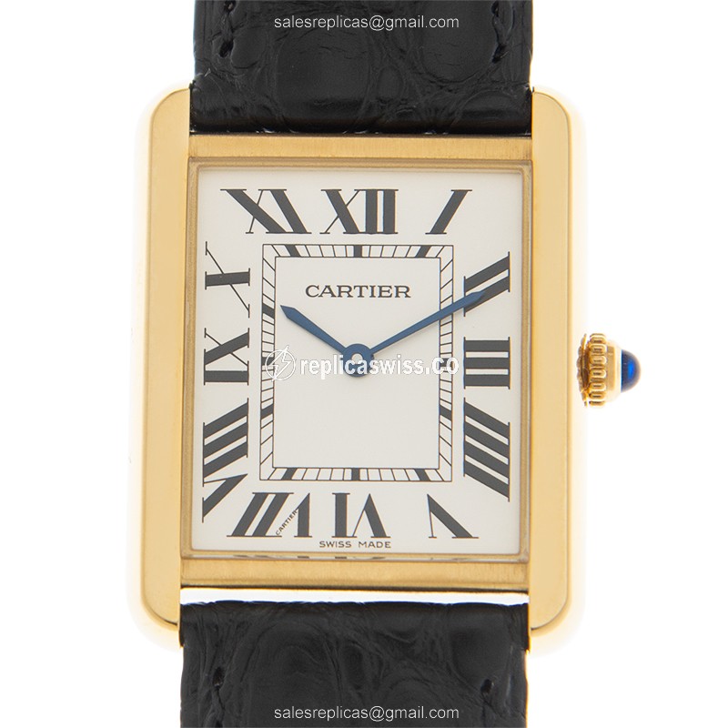 Elegant Cartier W5200004 Tank Replica in 18kt Gold, White Dial, Automatic Movement Watch