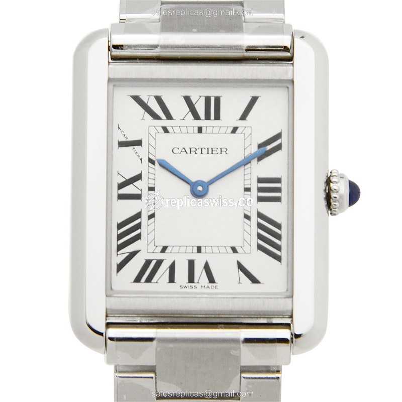 Elegant Cartier W5200013 Tank Replica in Stainless Steel & White Dial, Quartz Movement Watch