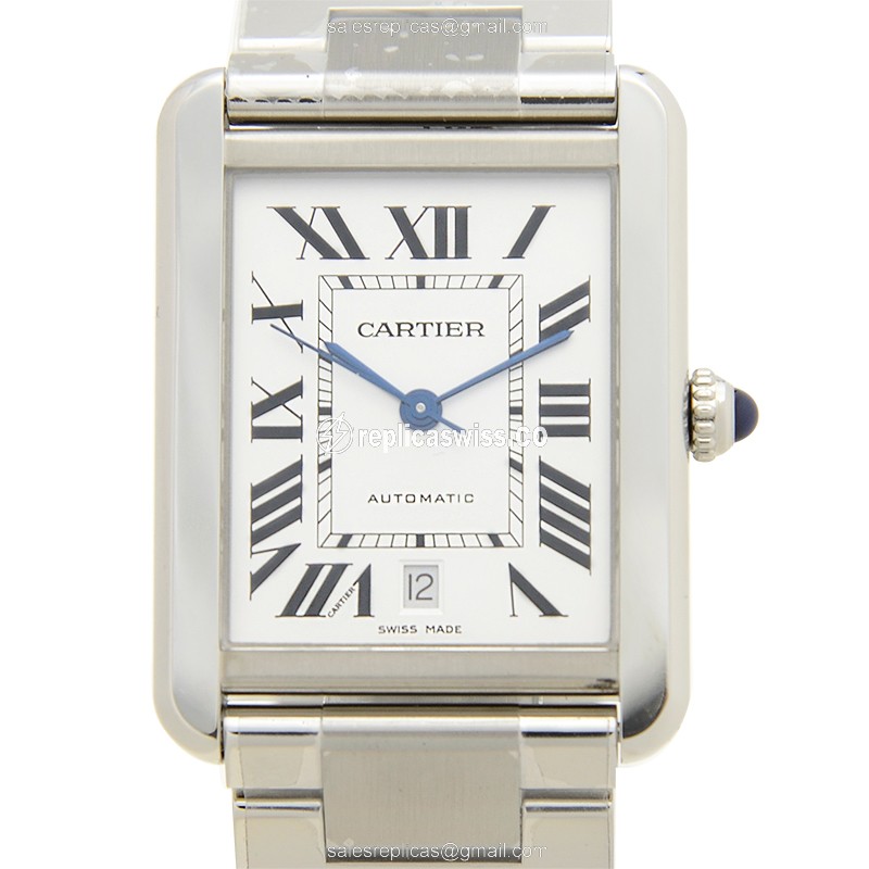 Elegant Cartier W5200028 Tank Replica in Stainless Steel Case, Automatic Movement & White Dial Watch