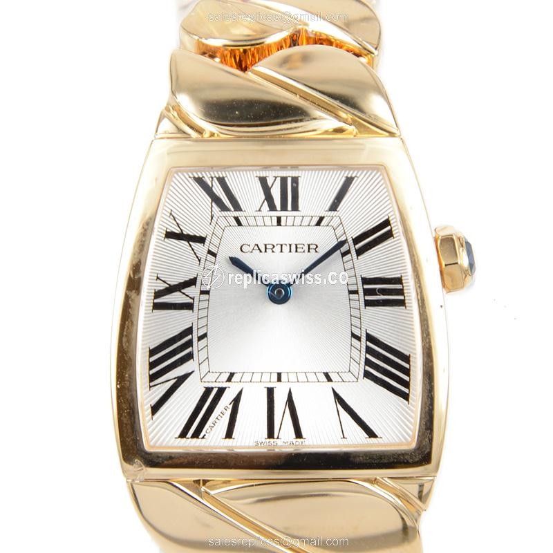 Elegant Cartier W640010H Replica Watch in 18kt Yellow Gold Case & White Dial