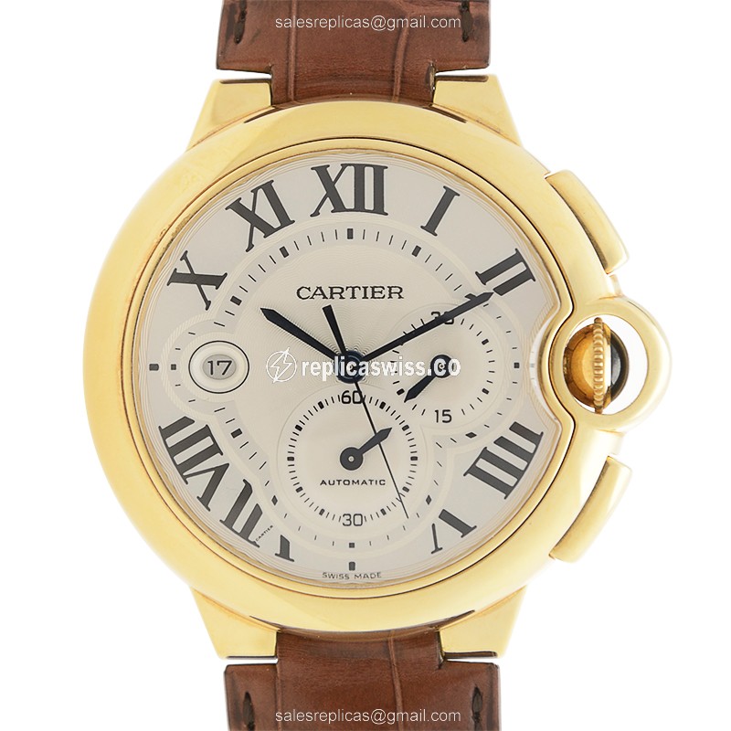 Elegant Cartier W6920007 BALLON BLEU Replica with Automatic Movement White Dial on Brown