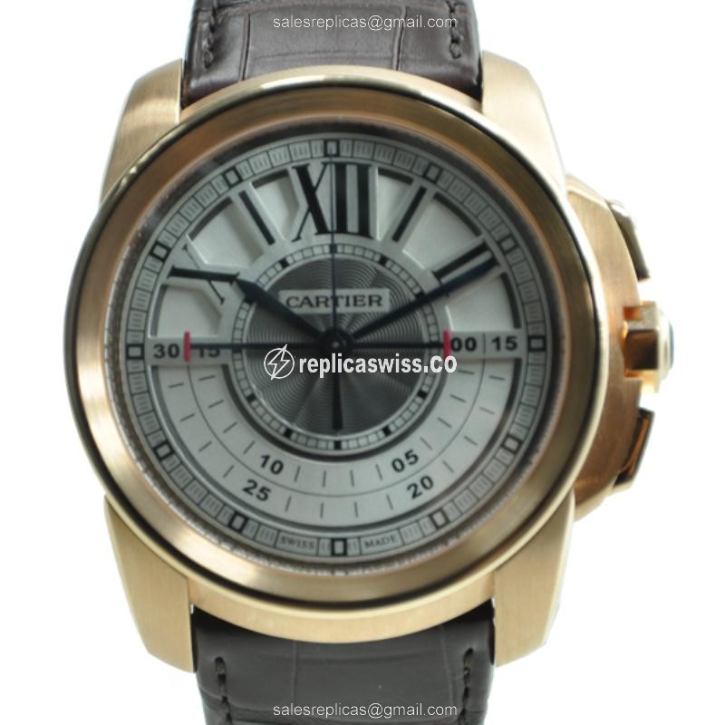 Elegant Cartier W7100004 Replica with Manual Wind Movement & 18kt Gold Case in Gray Dial Watch