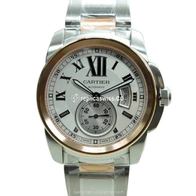 Elegant Cartier W7100036 Replica Watch with Automatic Movement 18kt White Dial Steel Case