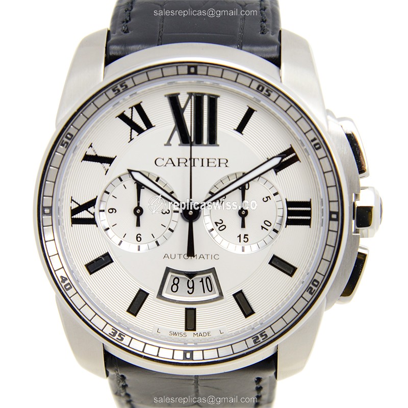 Elegant Cartier W7100046 Replica with White Dial Automatic Movement, Stainless Steel Case Watch