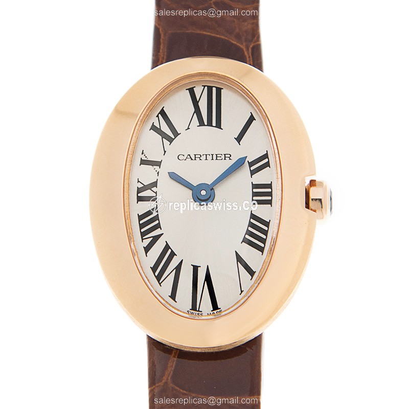 Elegant Cartier W8000017 Baignoire Replica in 18kt Rose Gold, Quartz Movement & Silver Dial Watch