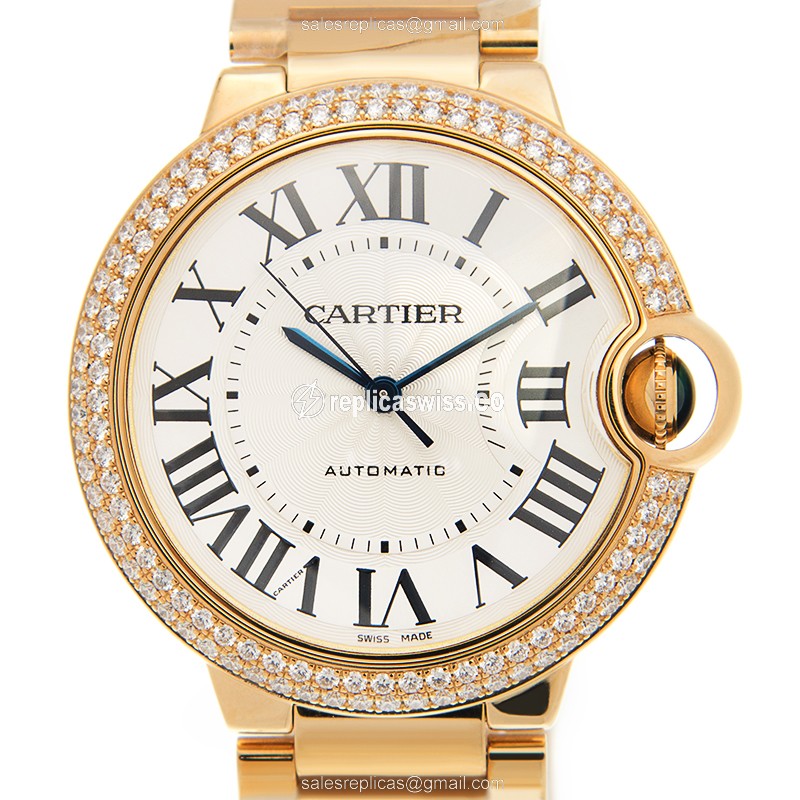 Elegant Cartier WE9004Z3 Ballon Bleu Replica in 18kt Gold, Automatic Movement & White Dial Watch