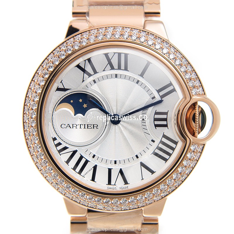 Elegant Cartier WJBB0025 BALLON BLEU Replica in 18kt Gold, Automatic Movement & Silver Dial Watch