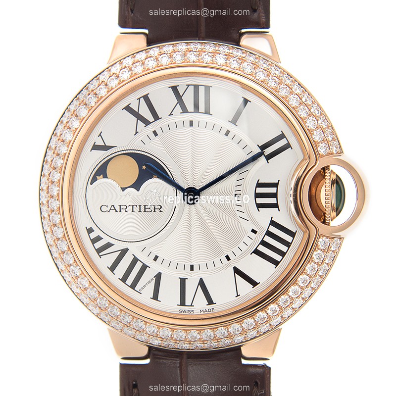Elegant Cartier WJBB0027 BALLON BLEU Replica, Automatic Movement, 18kt Rose Gold Case, Silver Dial