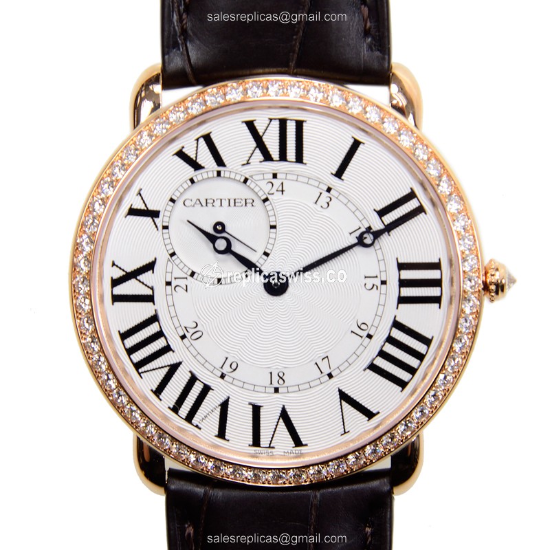 Elegant Cartier WR007001 RONDE LOUIS CARTIER Replica in 18kt Rose Gold, Manual Wind, White Dial &