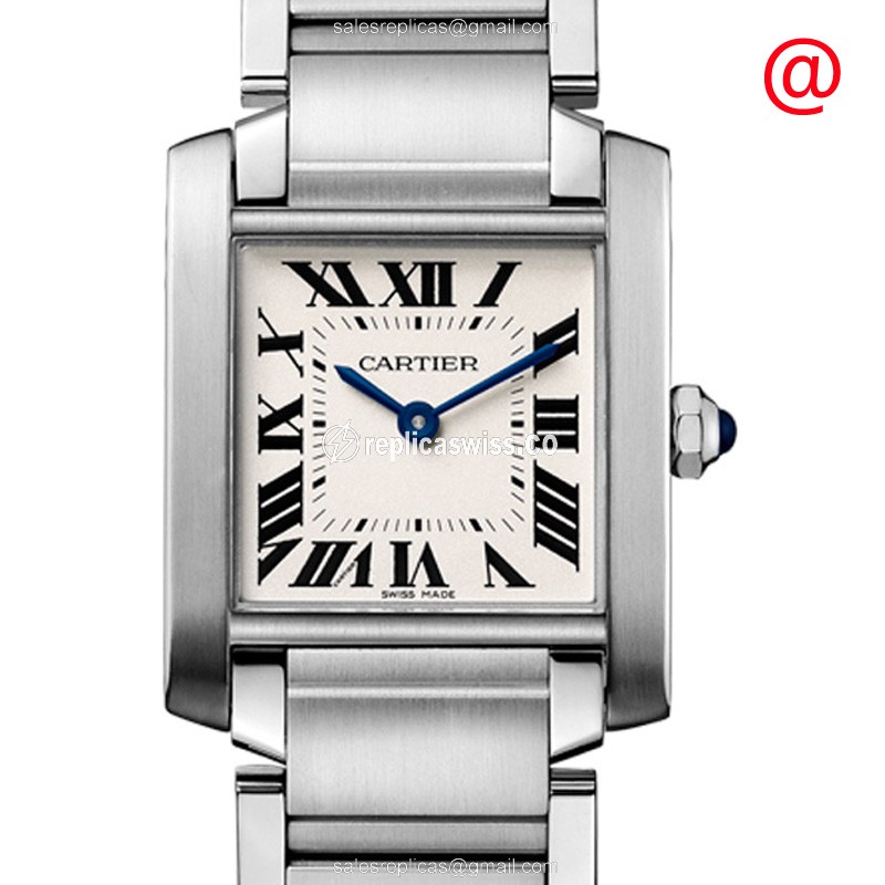 Elegant Cartier WSTA0005 Tank Replica in Silver Dial Stainless Steel Case, Quartz Movement Watch