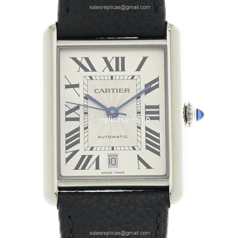 Elegant Cartier WSTA0040 Tank Replica in Silver Dial & Stainless Steel Case, Automatic Movement