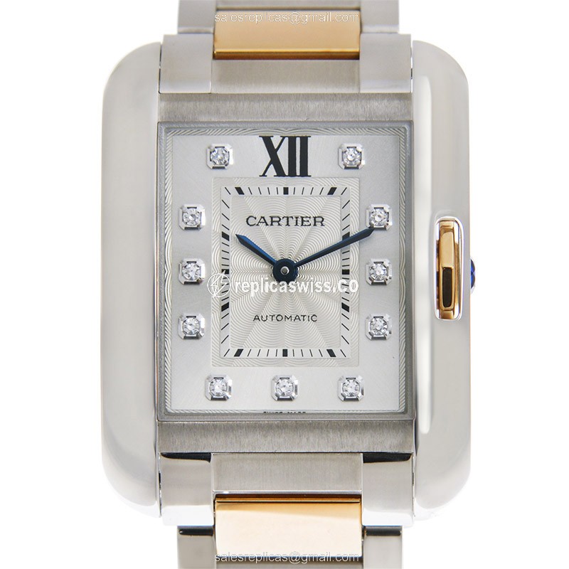 Elegant Cartier WT100025 Tank Replica Watch with Automatic Movement Silver Dial
