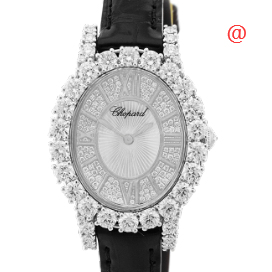 Elegant Chopard 139384-1001 Replica Watch in 18kt White Gold, Silver Dial & Silk Strap