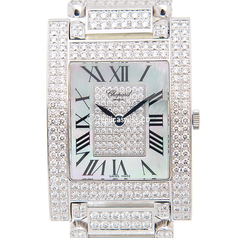 Elegant Chopard 143483-1002 Replica Watch | White Dial, 18kt White Gold Case & Diamond Bezel