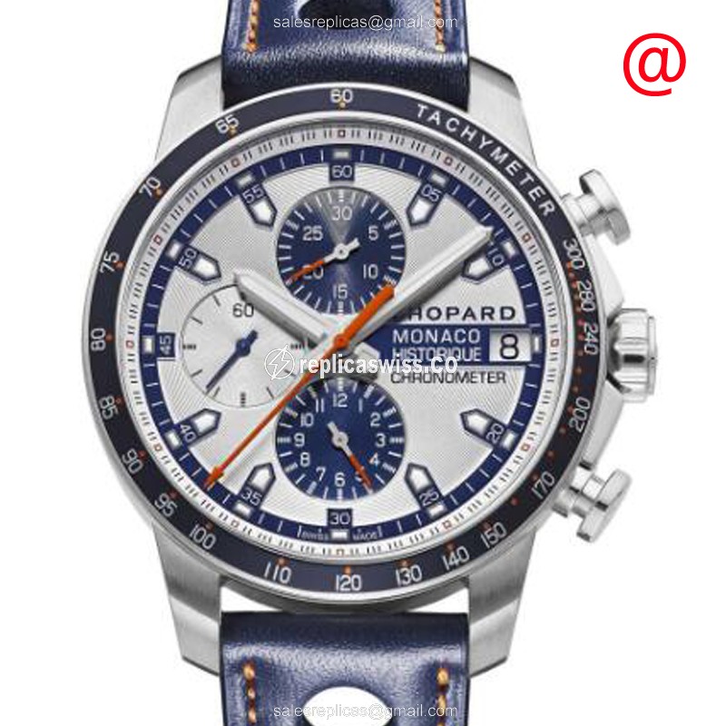 Elegant Chopard 168570-3004 Mille Miglia GT XL Watch in Silver Dial & Leather Blue Strap