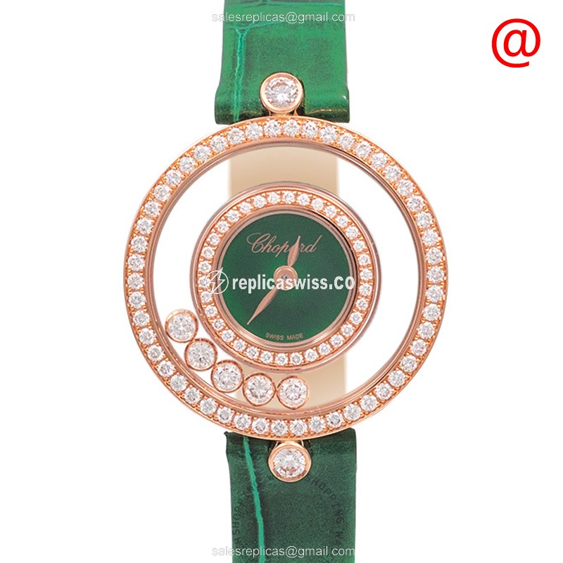 Elegant Chopard 203957-5209 Replica with Green Dial, 18kt Rose Gold Case & Alligator Strap Watch