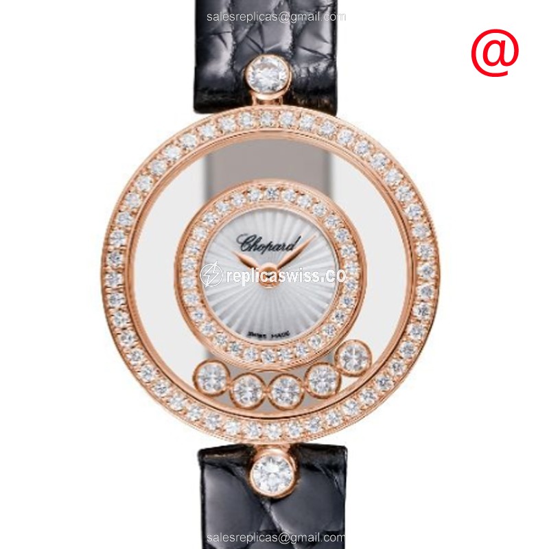 Elegant Chopard 203957-5214 Replica Watch | White Dial, 18kt Rose Gold Case
