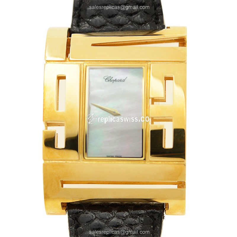Elegant Chopard Classique 127126 0002 Replica in 18kt Gold & Steel, White Dial & Alligator Strap