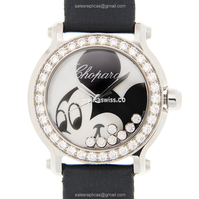 Elegant Chopard Happy Sport 278475-3033 Replica with White Dial & Leather Strap Watch