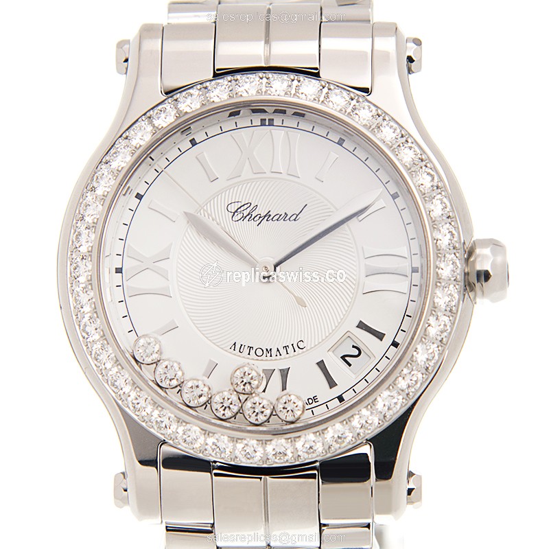 Elegant Chopard Happy Sport 278559-3004 Replica with Silver Dial & Stainless Steel Case Watch