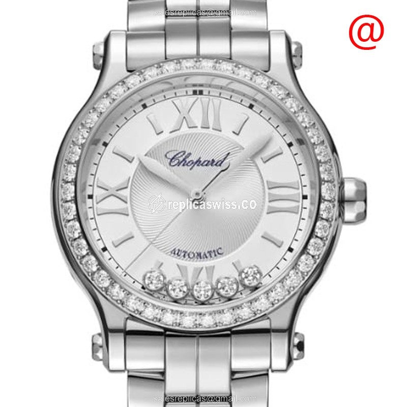 Elegant Chopard Happy Sport Replica, Automatic Movement, Stainless Steel Case with Diamond Accents