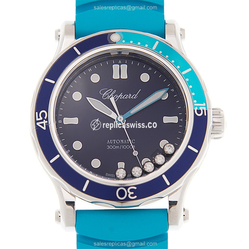 Elegant Chopard Happy Sport Replica Watch with Automatic Movement & Blue Steel Case