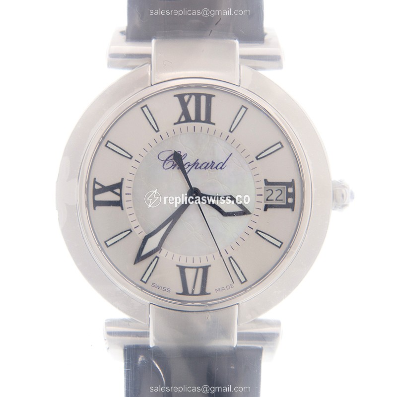 Elegant Chopard IMPERIALE Automatic Steel Watch | White Dial & Alligator strap