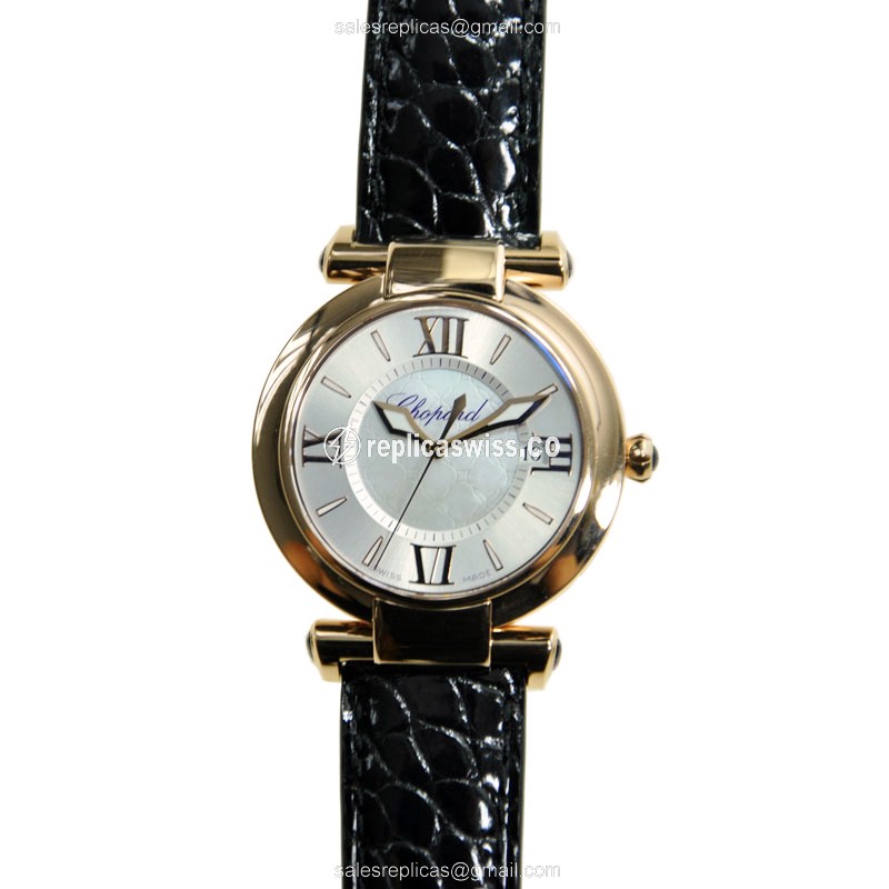 Elegant Chopard IMPERIALE Quartz Replica Watch | 18kt Rose Gold Case, Silver Dial