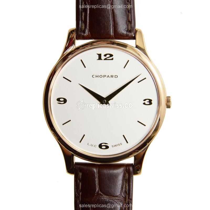 Elegant Chopard L.U.C 161902-5001 Automatic Replica, 18kt Rose Gold Case & White Dial Watch