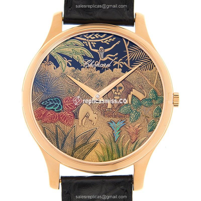 Elegant Chopard L.U.C 161902-5050 Replica in 18kt Rose Gold with Automatic Movement Alligator