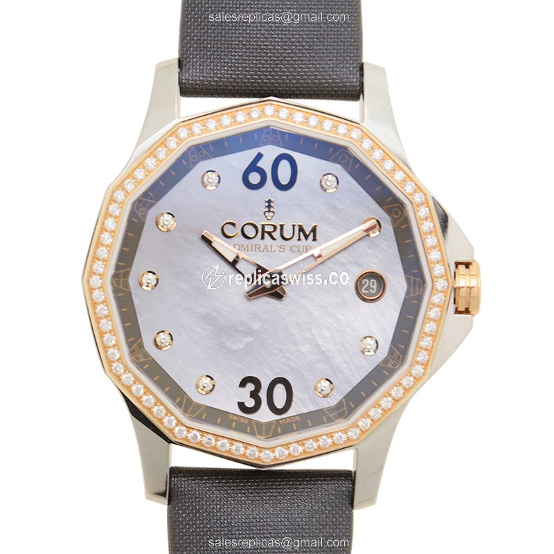 Elegant Corum Admirals Cup Replica in 18kt Rose Gold, Automatic Movement, Gray Dial on Leather
