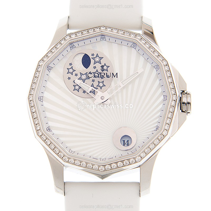 Elegant Corum Admirals Cup Replica in 18kt White Gold, Automatic Movement, Polished Diamond