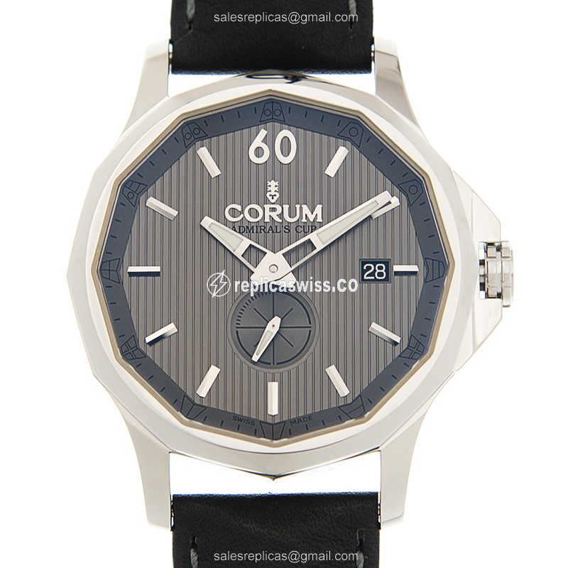 Elegant Corum Admirals Cup Replica in Stainless Steel, Automatic Movement & Gray Dial Watch