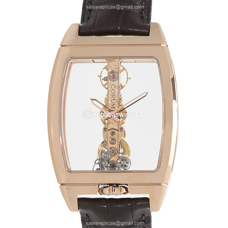 Elegant Corum Bridge Replica with Manual Wind Movement 18kt Rose Gold Case Watch
