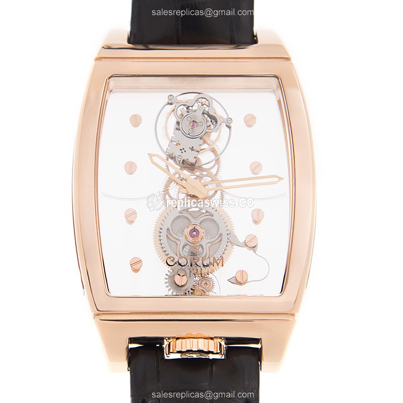 Elegant Corum Bridge Replica with Manual Wind Movement & 18kt Rose Gold Case Watch